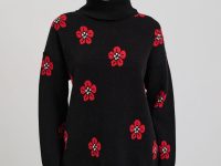 Blouse Turtleneck Flowers