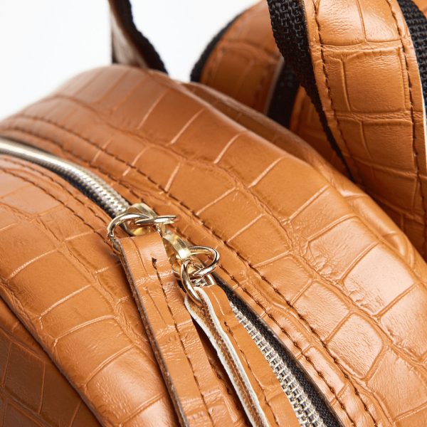 Croco Backpack Small Cognac - Image 3
