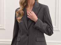 Striped Blazer w/ Black Strass