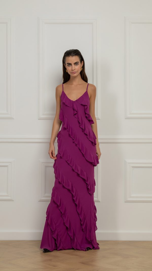 Φόρεμα Με Βολάν Magenta - Image 1