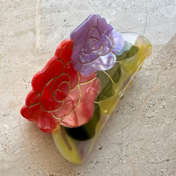 Flowers Hair Clip Red/Purple - Image 1