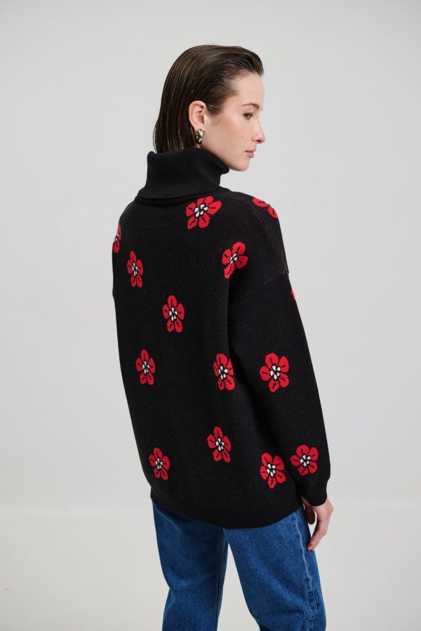 Blouse Turtleneck Flowers - Image 3