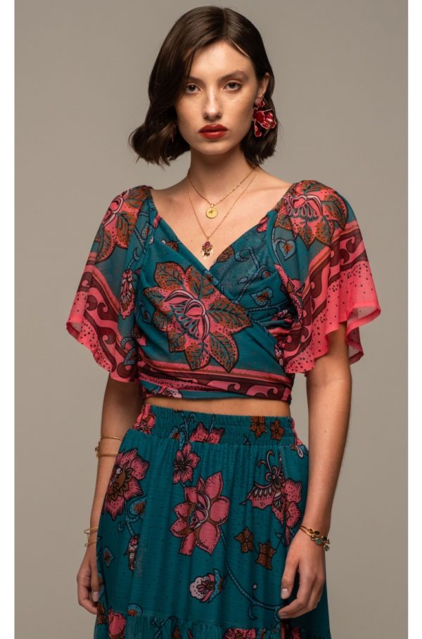 Magnolia Wrap Crop Top - Image 1