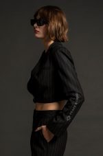 Pinstripe Crop Blazer - Image 4